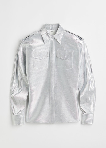 Серебряная кэжуал рубашка однотонная H&M Studio