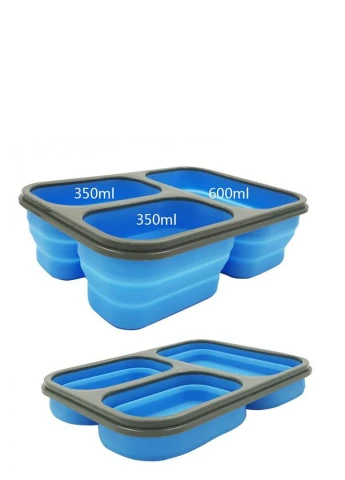Ланч бокс складной силиконовый 1100 мл Collapsible, Голубой No Brand (252825119)