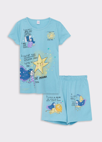 Блакитна всесезон піжама (футболка, шорти) футболка + шорти LC Waikiki