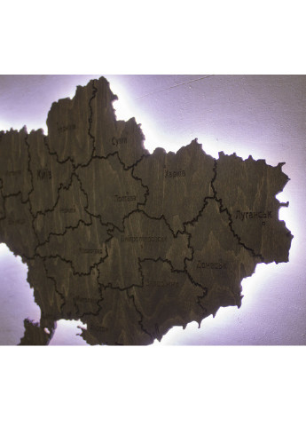 Деревянная карта Украины на стену с городов ручной работы с подсветкой 1000х650х10 мм (11321-Нов) Francesco Marconi (250351208)