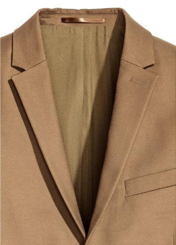 Пиджак H&M однотонный коричневый деловой хлопок