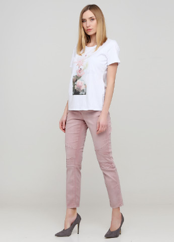 Штани B.C. Best Connections завужені, вкорочені однотонні рожеві джинсові бавовна