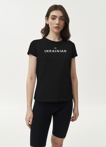 Чорна літня футболка жіноча базова i'm ukrainian black KASTA design