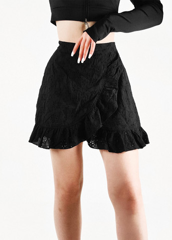 Черная кэжуал однотонная юбка Boohoo а-силуэта (трапеция)