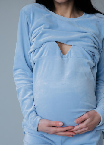 Голубой демисезонный комплект пижама и халат для беременных с секретом для беременных HN
