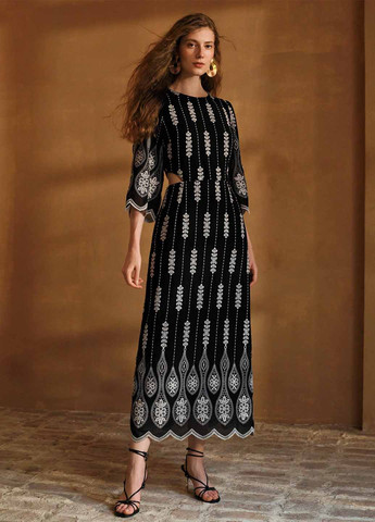 Чорна кежуал сукня а-силует SHEIN з квітковим принтом