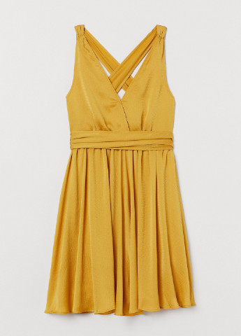 Желтое коктейльное платье H&M