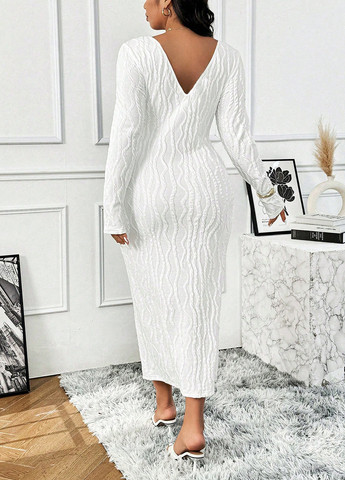 Белое кэжуал платье с открытой спиной SHEIN однотонное