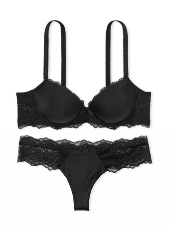 Чорний демісезонний комплект (бюстгальтер, трусики) Victoria's Secret