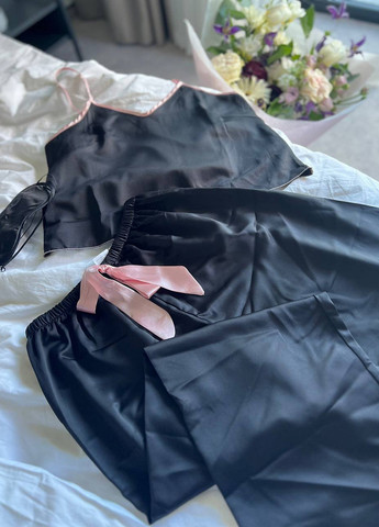 Черная всесезон пижама (топ, брюки) топ + брюки NOVA VEGA