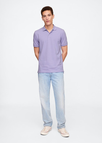 Сиреневая футболка-поло для мужчин Gap однотонная