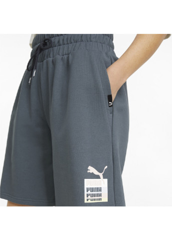 Шорти Brand Love High-Waisted Women's Shorts Puma однотонні сірі спортивні бавовна, поліестер