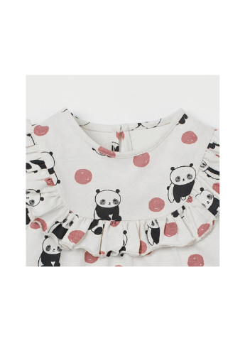 Лонгслів для дівчинки в горох із зображенням панд білий World of pandas Berni kids 59650 (251095855)
