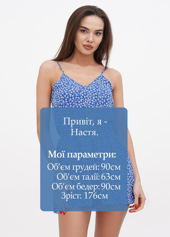 Комбинезон H&M комбинезон-шорты цветочный синий кэжуал вискоза