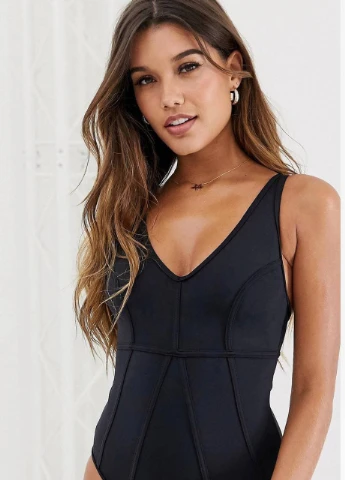 Черный летний цельный купальник Asos