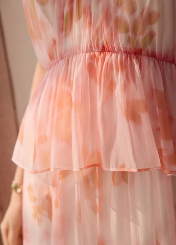 Світло-рожева святковий, кежуал сукня кльош SHEIN з квітковим принтом