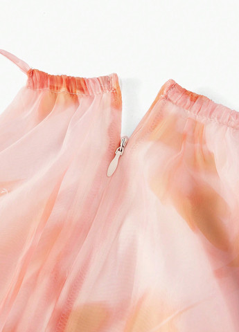 Світло-рожева святковий, кежуал сукня кльош SHEIN з квітковим принтом