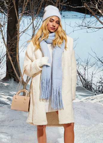 Білий демісезонне Пальто двобортне SHEIN