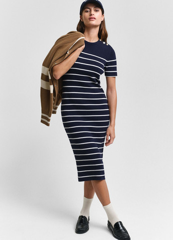 Темно-синя кежуал сукня силуетна Gant в смужку