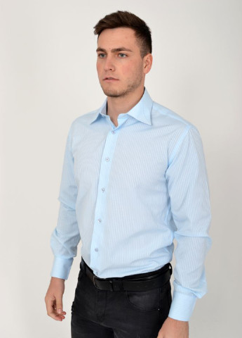 Голубой классическая рубашка однотонная Ager с длинным рукавом