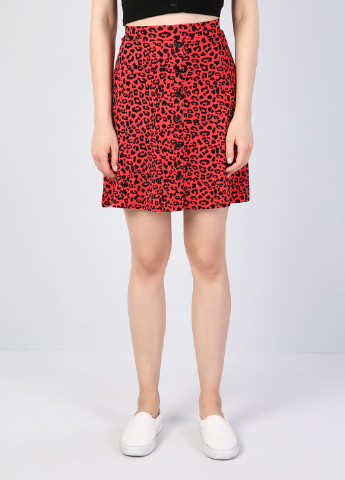 Красная кэжуал леопардовая юбка Colin's а-силуэта (трапеция)
