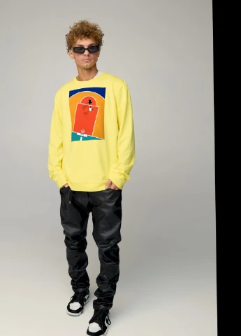 Жовтий свитшот мужской oversize /no flis/ YAPPI малюнок (254557788)