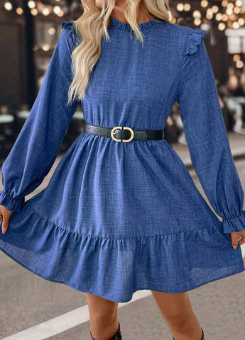 Синее кэжуал платье а-силуэт SHEIN однотонное