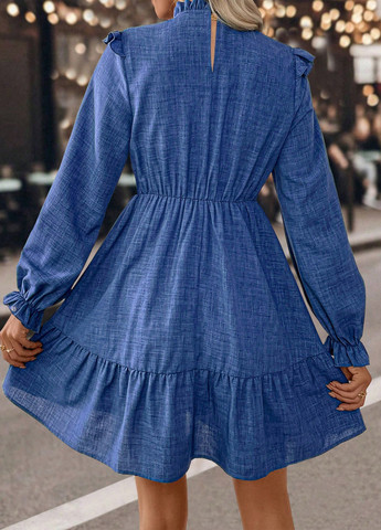 Синее кэжуал платье а-силуэт SHEIN однотонное