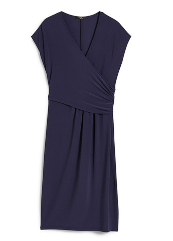 Темно-синя кежуал сукня на запах C&A однотонна