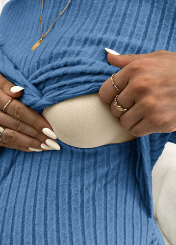 Темно-голубое кэжуал платье для беременных и кормящих силуэтная, платье-свитер SHEIN однотонное