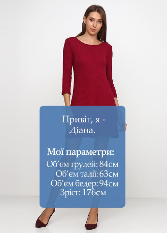 Бордовое кэжуал платье а-силуэт Alya by Francesca`s однотонное