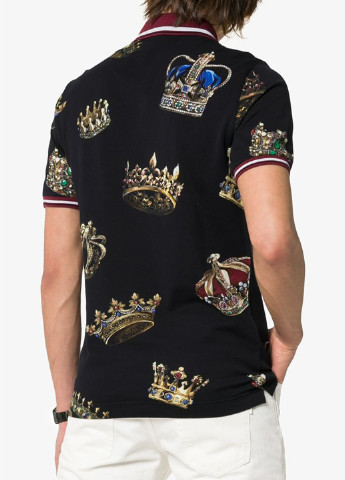 Чорна чорна футболка-поло king Dolce & Gabbana
