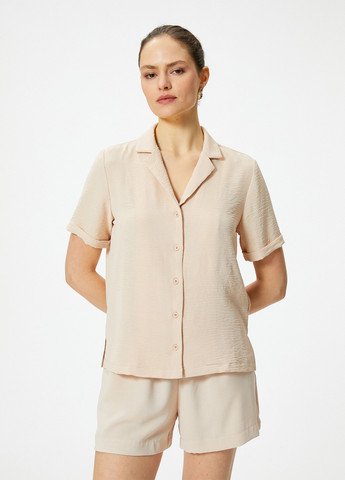 Бежевая кэжуал рубашка однотонная KOTON