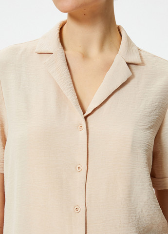 Бежевая кэжуал рубашка однотонная KOTON
