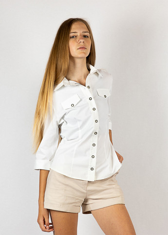 Белая кэжуал рубашка однотонная Time of Style