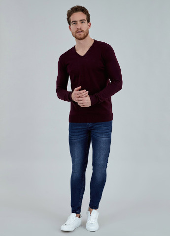 Бордовый демисезонный пуловер пуловер Piazza Italia