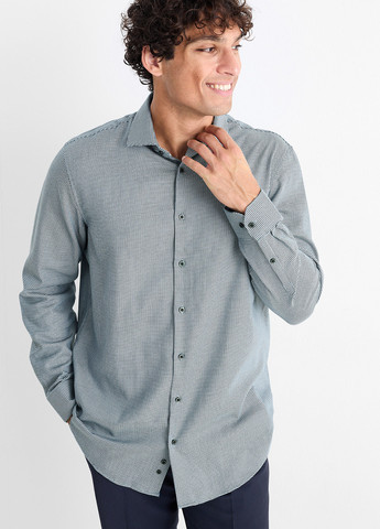 Голубой классическая, кэжуал рубашка с абстрактным узором C&A