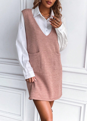 Світло-рожева кежуал сукня сукня светр SHEIN однотонна