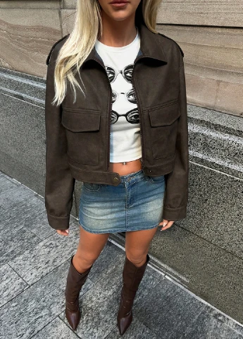 Коричневая демисезонная куртка SHEIN