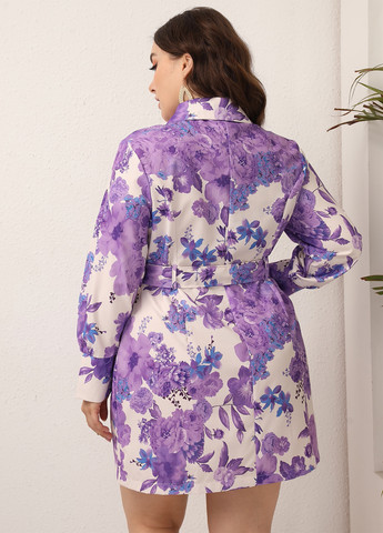 Белое кэжуал платье рубашка SHEIN с цветочным принтом