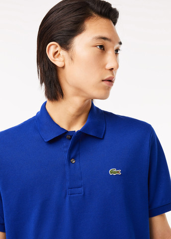 Синяя футболка-поло для мужчин Lacoste однотонная