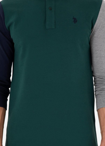 Темно-зеленая футболка-поло для мужчин U.S. Polo Assn. колор блок