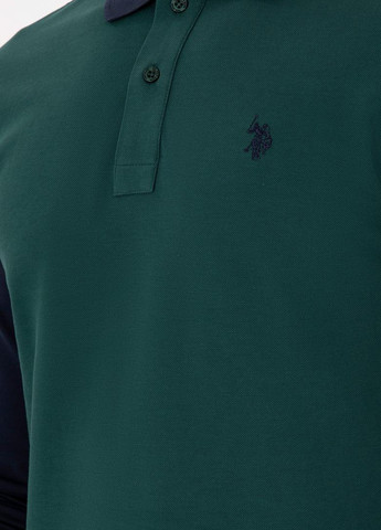 Темно-зеленая футболка-поло для мужчин U.S. Polo Assn. колор блок