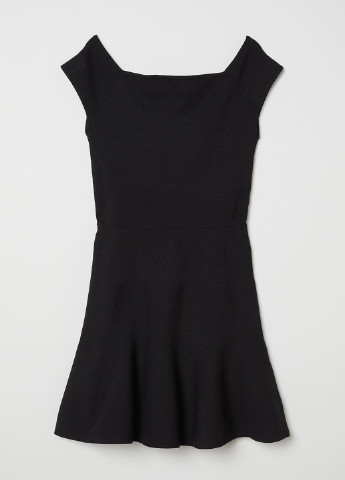 Черное кэжуал сукня клеш, с открытыми плечами H&M однотонное