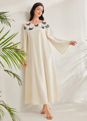 Молочное кэжуал платье оверсайз SHEIN однотонное