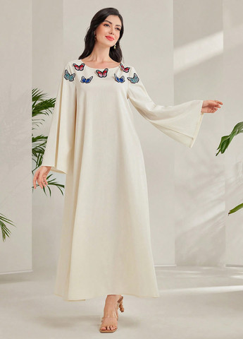 Молочное кэжуал платье оверсайз SHEIN однотонное