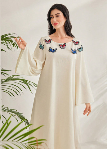 Молочное кэжуал платье оверсайз SHEIN однотонное