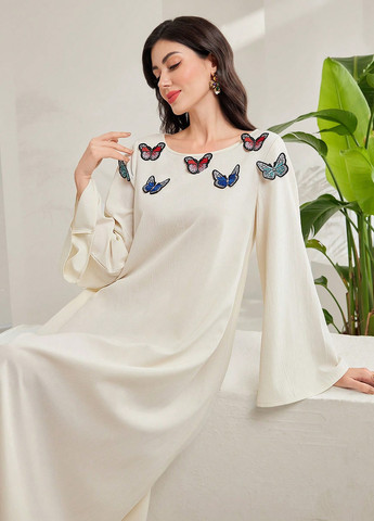 Молочное кэжуал платье оверсайз SHEIN однотонное