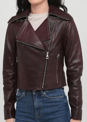 Бордова демісезонна куртка шкіряна Leather Factory