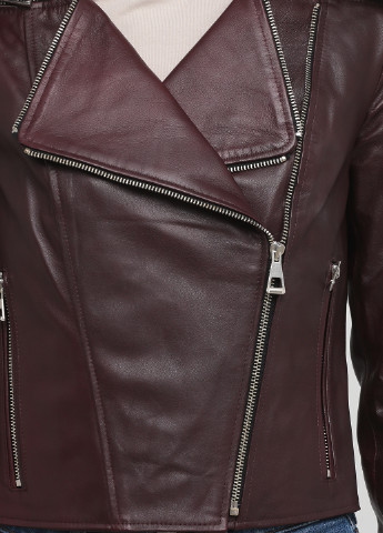 Бордова демісезонна куртка шкіряна Leather Factory